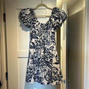 Blue & white floral mini dress